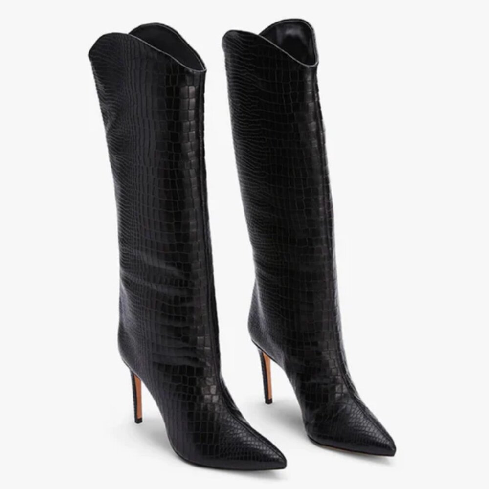 SCHUTZ Black Crocodile Maryana Boot 6.5